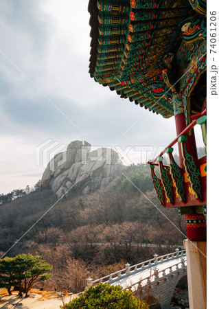 Geumgang mountain Hwaamsa temple at winter in Goseong, Korea Geumgang mountain Hwaamsa temple at winter in Goseong, Korea 74061206