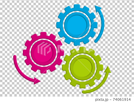 矢印レリーフ半立体の歯車ギアのインフォグラフィックスイラスト コンセプト工業産業ビジネスのイラスト素材