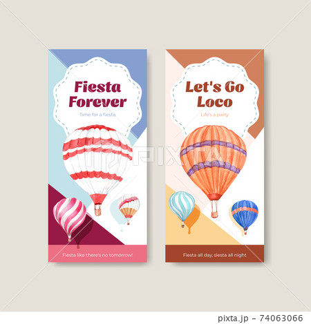 Flyer template with balloon fiesta concept design for brochure and leaflet watercolor vector illustration 74063066