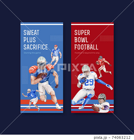 Flyer template with super bowl sport concept design for brochure and leaflet watercolor vector illustration. Flyer template with super bowl sport concept design for brochure and leaflet watercolor vector illustration. 74063212