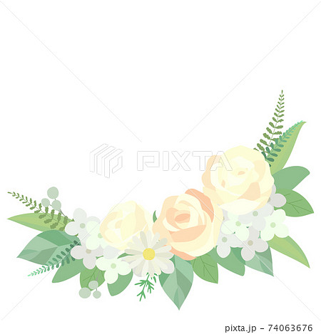 バラのフラワーアレンジイラスト 白背景 ベクター 切り抜き のイラスト素材