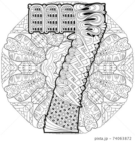 Mandala with numero seven for coloring. Vector decorative zentangle 74063872
