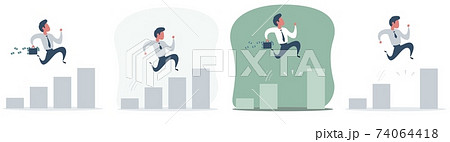 Businessman running to the top of the graph. Business concept of goals, success, ambition, achievement and challenge. Businessman running to the top of the graph. Business concept of goals, success, ambition, achievement and challenge. 74064418