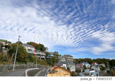 住宅街に広がる秋空（愛知県日進市 岩崎町 竹ノ山） 74065557