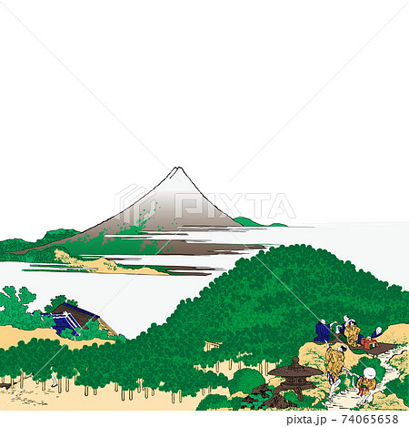 葛飾北斎イメージ青山円座松明るいバージョン正方形白バック 葛飾北斎イメージ青山円座松明るいバージョン正方形白バック 74065658
