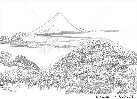 葛飾北斎イメージ青山円座松線 74065672