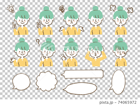 Woman with various expressions 74065972