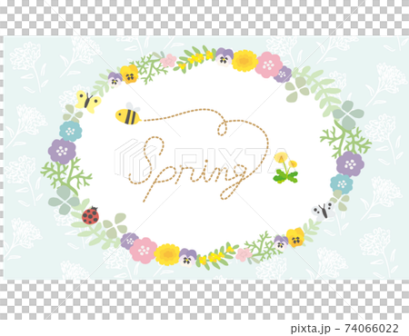 Illustration frame of spring flowers and insects 74066022