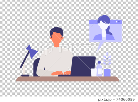 在工作或在家中使用個人計算機的商人 74066089