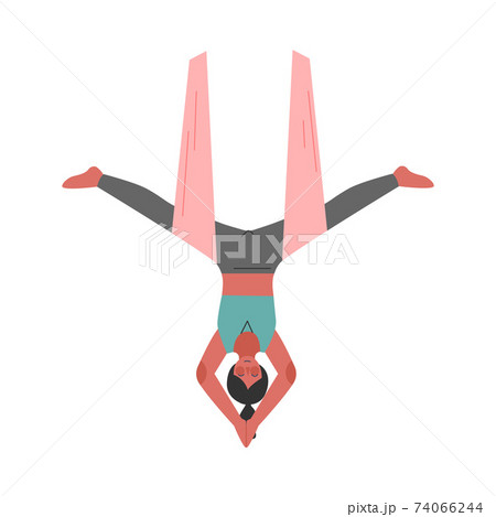 Girl Doing Air Yoga, Slim Young Woman in Sportswear Practicing Flying Anti Gravity Yoga Stretching Asana, Fitness Workout Cartoon Style Vector Illustration Girl Doing Air Yoga, Slim Young Woman in Sportswear Practicing Flying Anti Gravity Yoga Stretching Asana, Fitness Workout Cartoon Style Vector Illustration 74066244