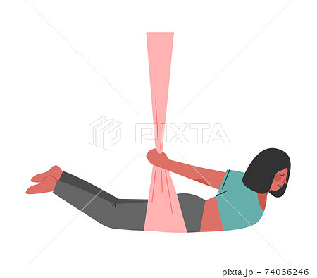 Girl Doing Air Yoga, Slim Woman i Practicing Flying Anti Gravity Yoga Asana with Hammock, Healthy Lifestyle Concept Cartoon Style Vector Illustration Girl Doing Air Yoga, Slim Woman i Practicing Flying Anti Gravity Yoga Asana with Hammock, Healthy Lifestyle Concept Cartoon Style Vector Illustration 74066246