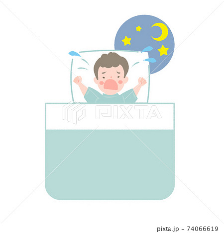 眠れない赤ちゃんのイラスト素材