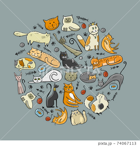 World Cats Day. Collection of cats character for your design 74067113