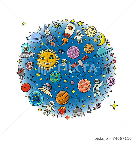 Space Background. Planets of the solar system. Rockets and astronauts 74067116