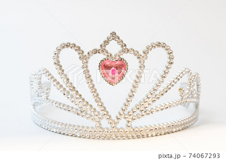 Silver princess crown on the white background 74067293