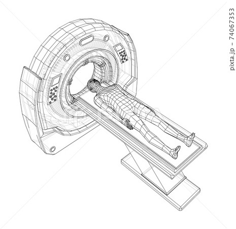 MRI machine scanning patient inside. Vector 74067353