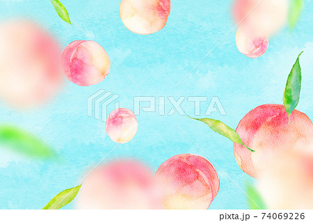 水彩イラスト 桃 背景素材のイラスト素材