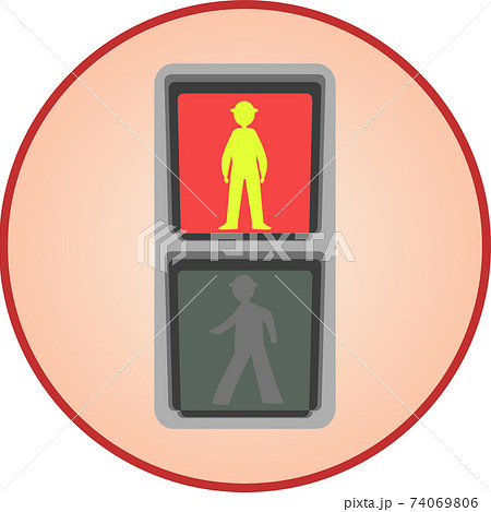 シンプルな歩行者用赤信号のアイコンのイラスト素材