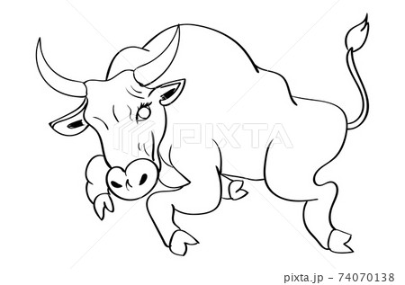 Jumping bull line art 74070138