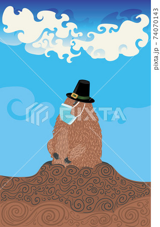 Groundhog in face mask 74070143