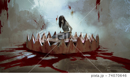beautiful woman in a bear trap 74070646