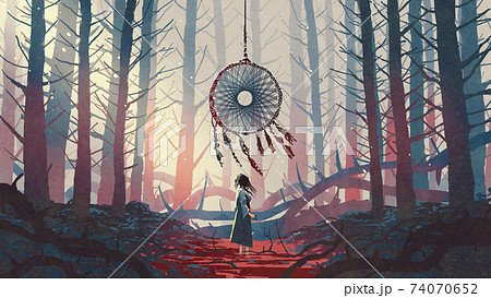 The Dreamcatcher Of The Mysterious Forestのイラスト素材