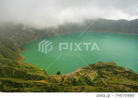 Lake-filled Quilotoa Caldera, Ecuadorian Andes, Ecuador Lake-filled Quilotoa Caldera, Ecuadorian Andes, Ecuador 74070980