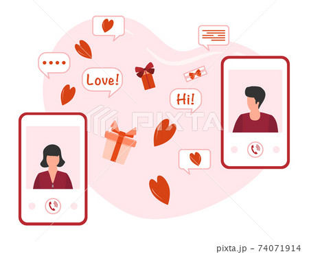 Relationship Romantic Love People Phone Vector 74071914