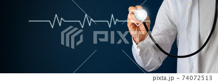 Cardiogram linked to a heart shape 74072513