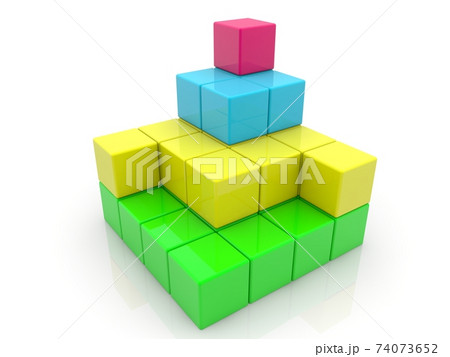 Toy cubes of different colors stacked on top of each other 74073652