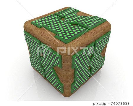 Toy wood cube with K letters on white background 74073653