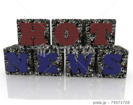 Hot news concept on granite stone cubes 74073726