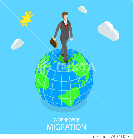 Workforce migration flat isometric vector concept. Workforce migration flat isometric vector concept. 74073813