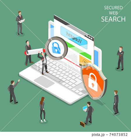 Secure web search flat isometric vector. 74073852