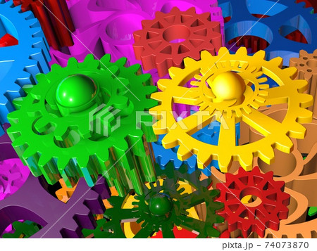 Plastic gears of different colors Plastic gears of different colors 74073870