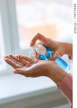 Alcohol-based sanitizer. Hand antiseptic treatment, Prevention of coronavirus Alcohol-based sanitizer. Hand antiseptic treatment, Prevention of coronavirus 74073888
