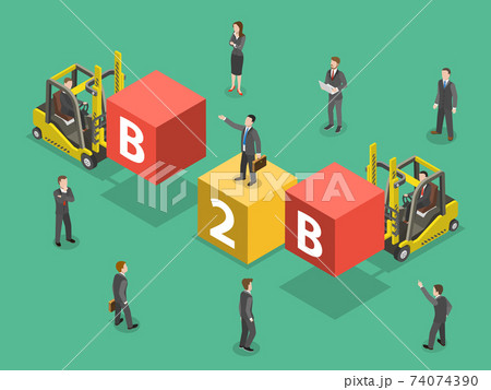 Busines to business flat isometric vector. 74074390