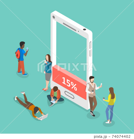 Battery low flat isometric vector concept. 74074402