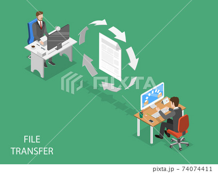 File transfer flat isometric vector concept. 74074411