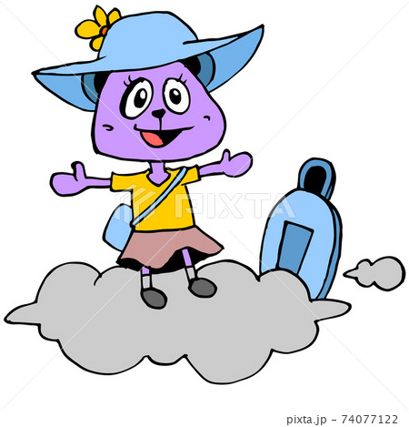 cute creatures are rising to heaven above the sky 74077122