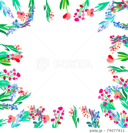 Vector floral frame. Abstract flowers on white background. 74077911
