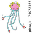 Funny jellyfish skating wearing helmet. Sport at summer time 74078366