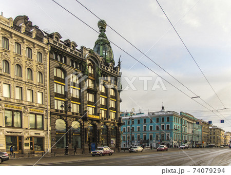 Singer's House in St. Petersburg in winter 74079294