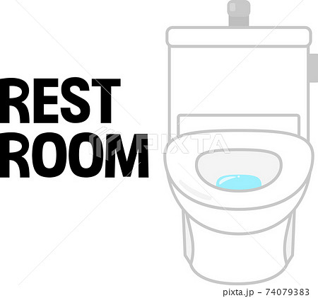 洋式トイレのイラストと Rest Room の文字のイラスト素材