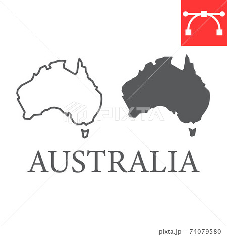Map of Australia line and glyph icon, country and geography, australia map sign vector graphics, editable stroke linear icon, eps 10. 74079580