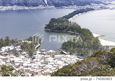 日本三景　天橋立　雪景色 74080863