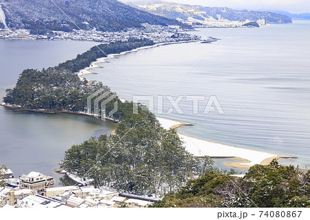 日本三景　天橋立　雪景色 74080867