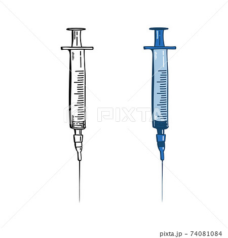 Set Of Doodle Syringe Icons Isolated Simple のイラスト素材