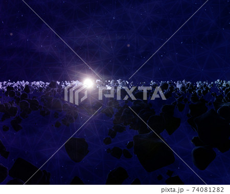 Many asteroids or meteorites in space, 3d illustration Many asteroids or meteorites in space, 3d illustration 74081282