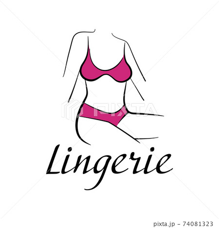 Lingerie shop emblem with lace bra and pants drawn in retro style. Vector  illustration Stock Vector Image & Art - Alamy